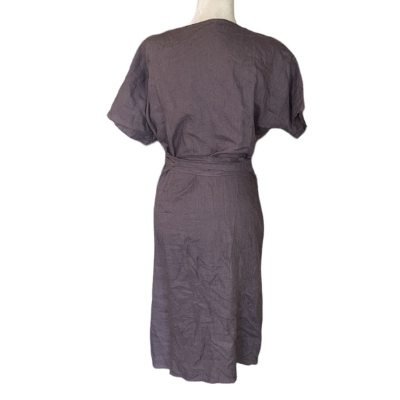Linenfox Mimosa Dusty Lavender Wrap Linen Shirt Dress - S / M - Picture 7 of 13